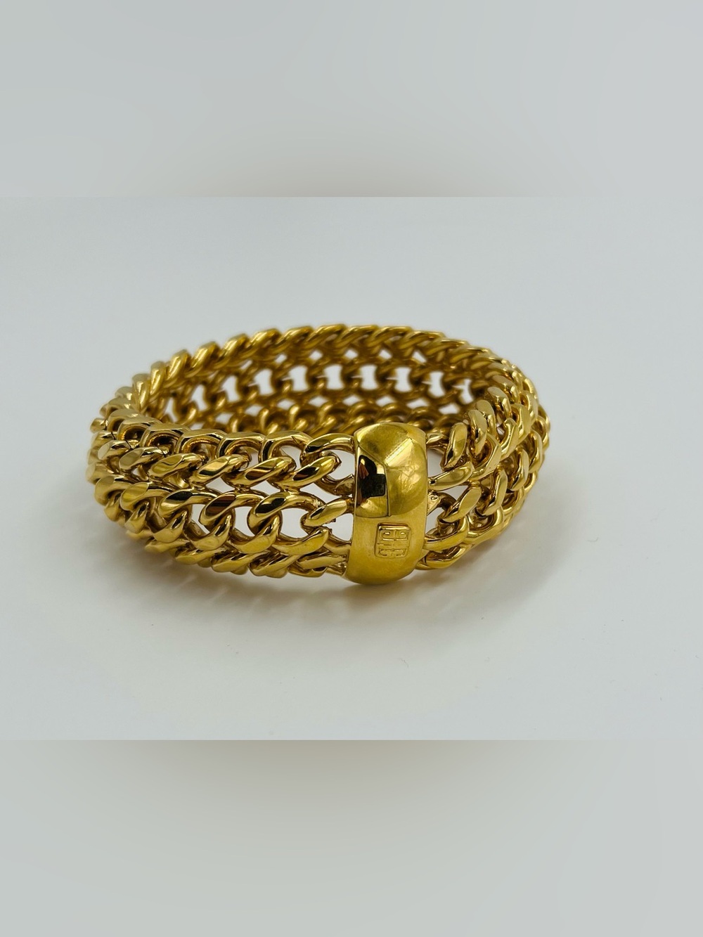 Givenchy Chunky Gold plated Vintage 80’s Triple Curb Link Bangle Bracelet